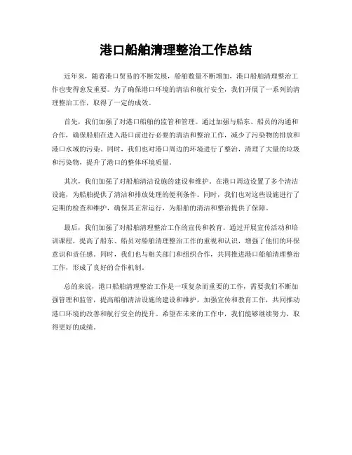 港口船舶清理整治工作总结