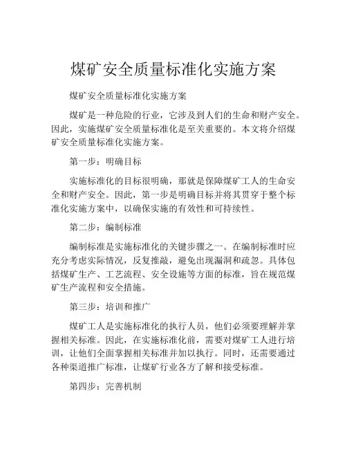 煤矿安全质量标准化实施方案