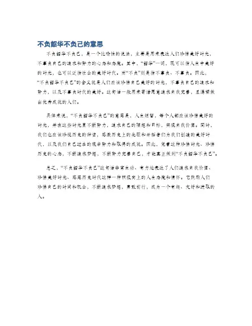 不负韶华不负己的意思