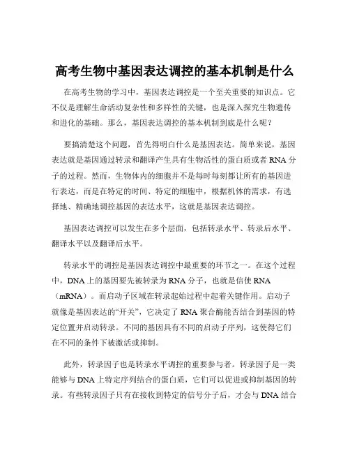 高考生物中基因表达调控的基本机制是什么