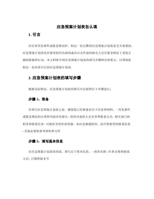 应急预案计划表怎么填