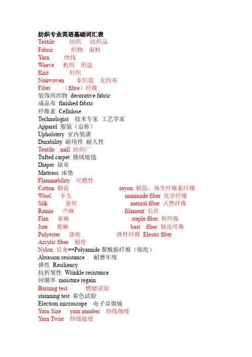 纺织专业英语基础词汇表_13448
