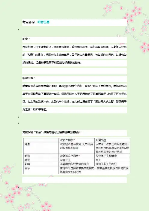 考点名称：昭君出塞