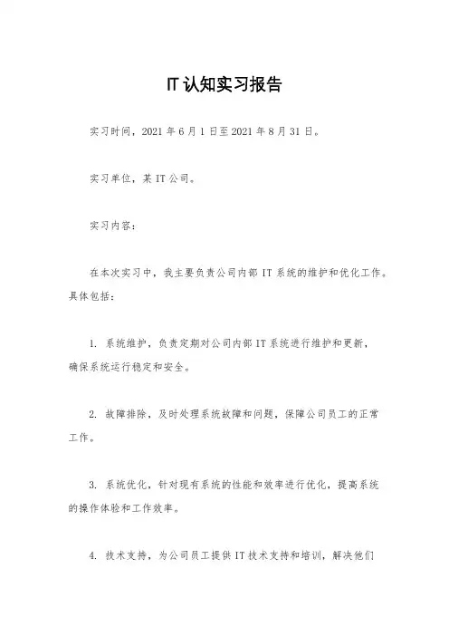 IT认知实习报告
