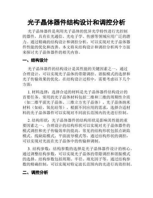 光子晶体器件结构设计和调控分析