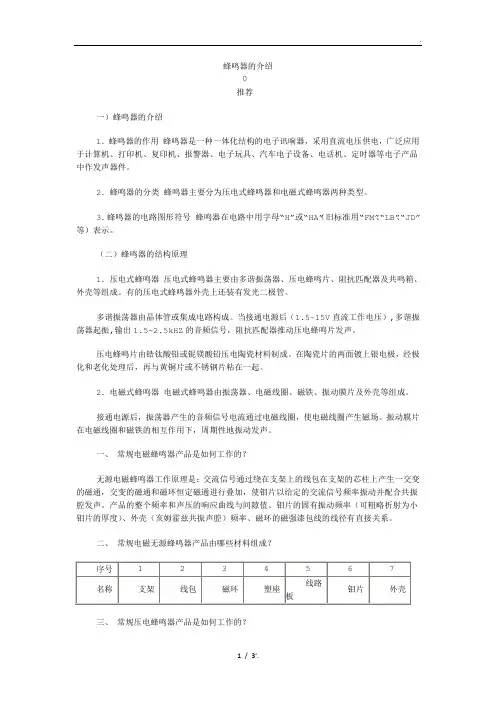 蜂鸣器的介绍
