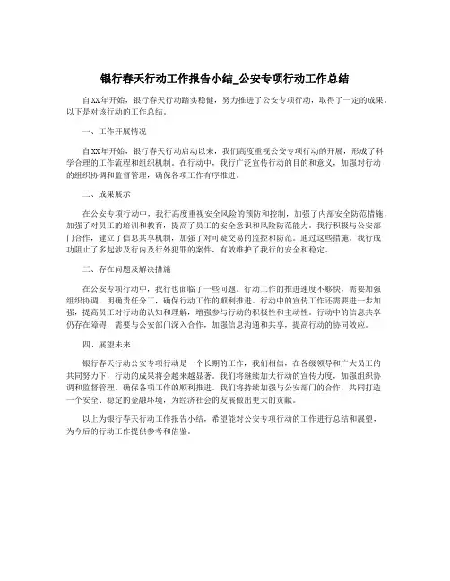 银行春天行动工作报告小结_公安专项行动工作总结