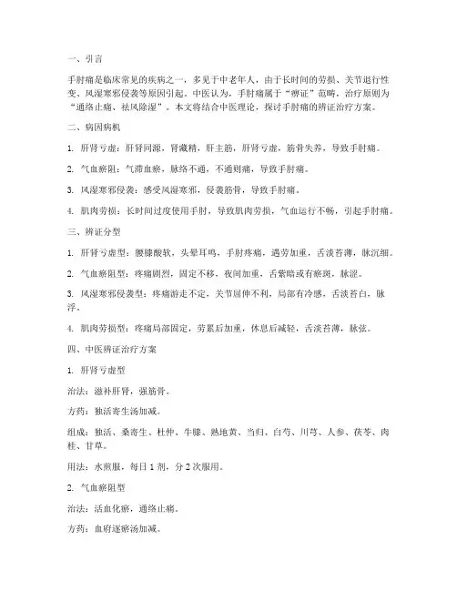 手肘痛中医辨证治疗方案
