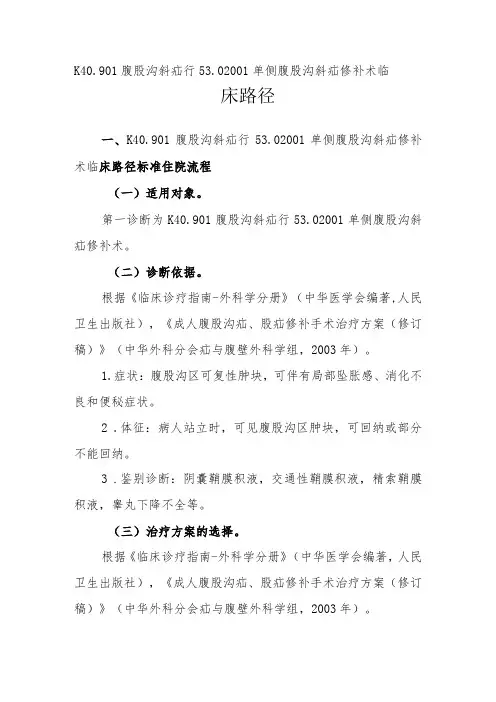 腹股沟斜疝临床路径说明