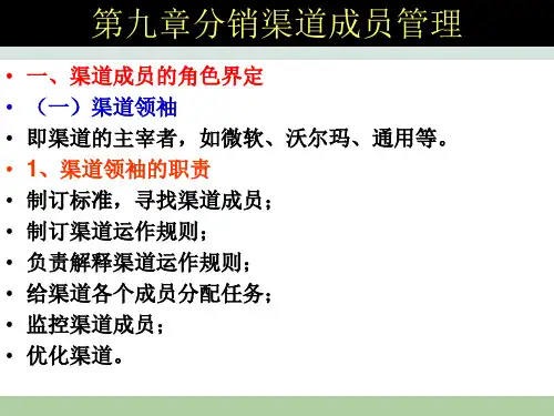 分销渠道成员管理概述(ppt 31页)