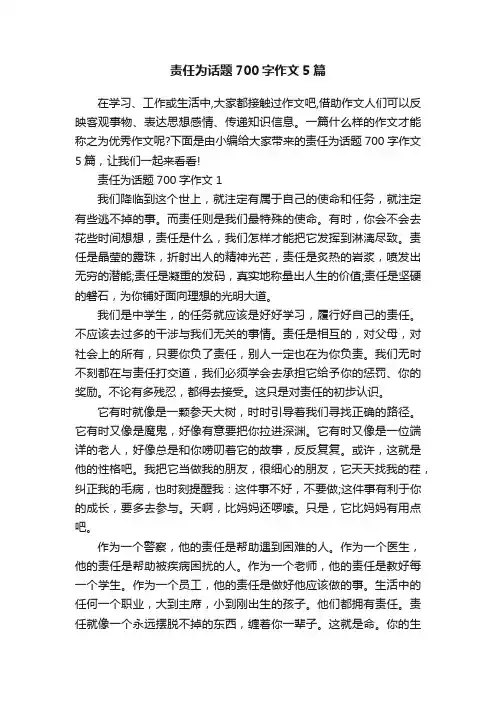 责任为话题700字作文5篇