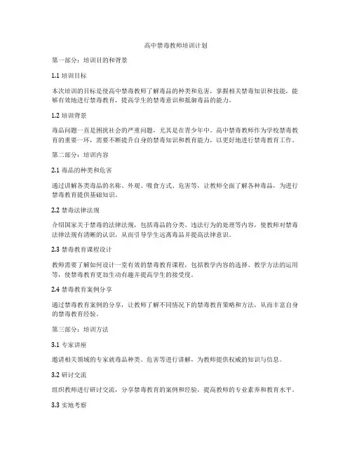 高中禁毒教师培训计划