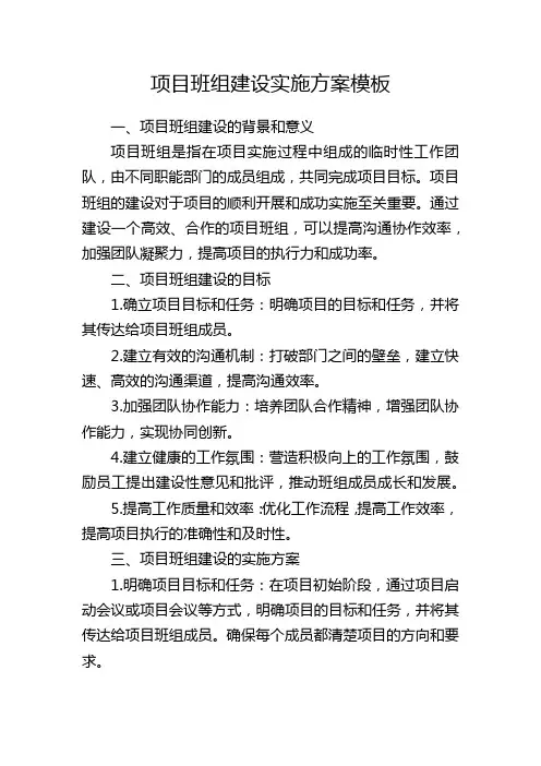 项目班组建设实施方案模板