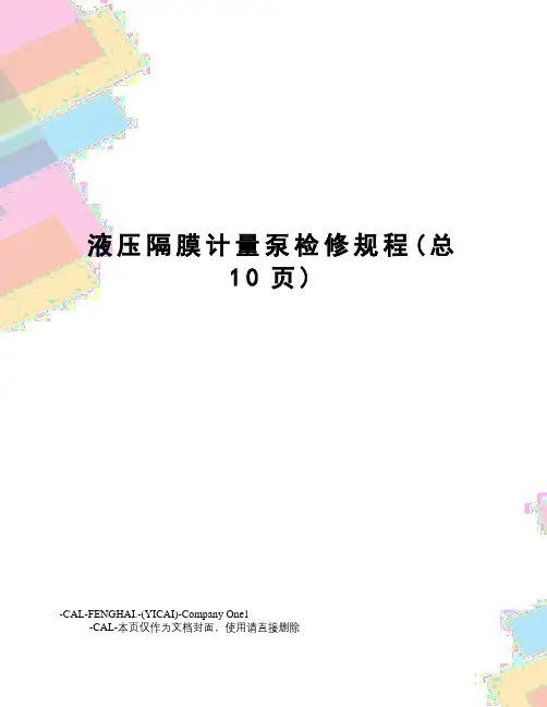液压隔膜计量泵检修规程