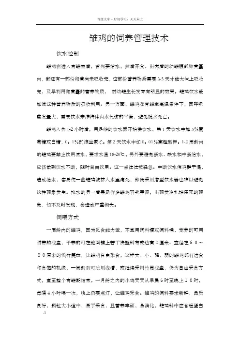 雏鸡的饲养管理技术1