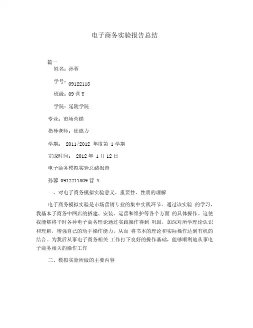 电子商务实验报告总结
