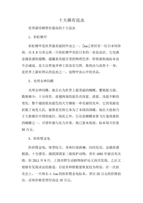 十大稀有昆虫