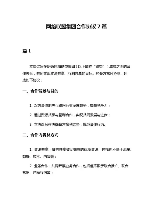 网络联盟集团合作协议7篇