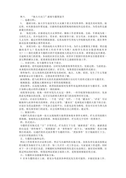 新闻专题策划书实例