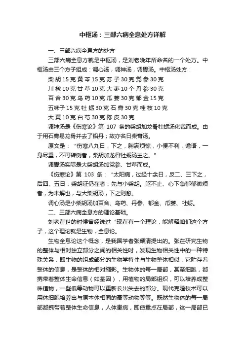 中枢汤：三部六病全息处方详解