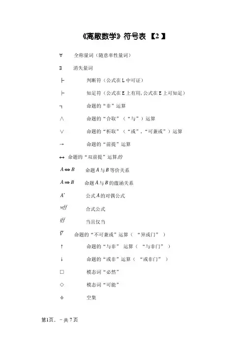 《离散数学》符号表