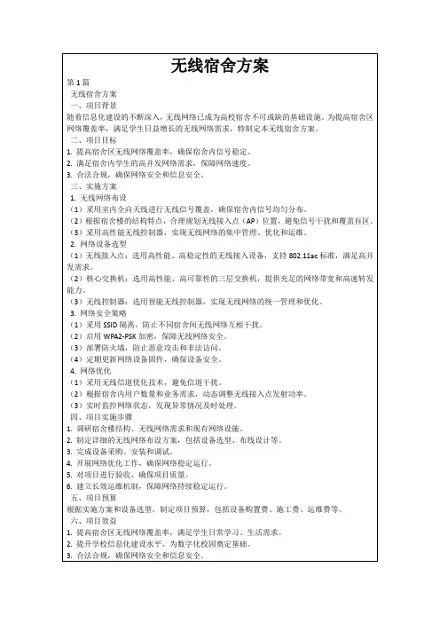 无线宿舍方案
