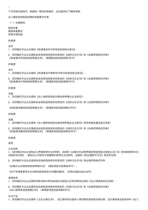 报检随附单据要求