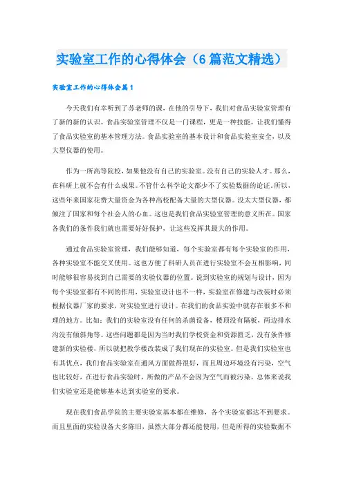 实验室工作的心得体会(6篇范文精选)