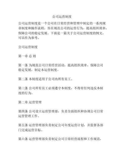 公司运营制度