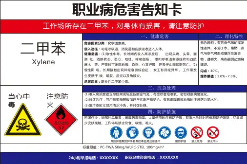 职业病危害风险告知卡-二甲苯