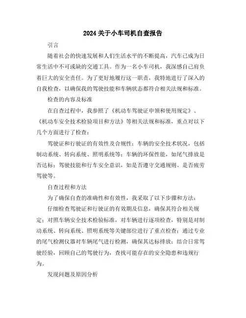 2024关于小车司机自查报告