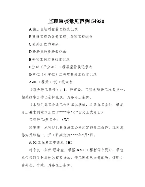 监理审核意见范例54930