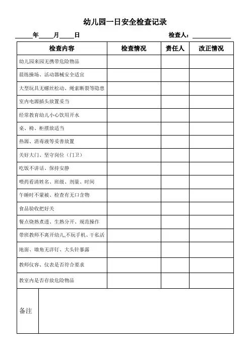 一日安全检查记录表