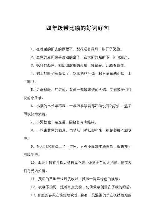 四年级带比喻的好词好句