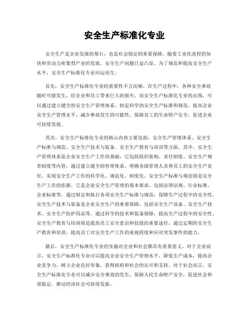 安全生产标准化专业