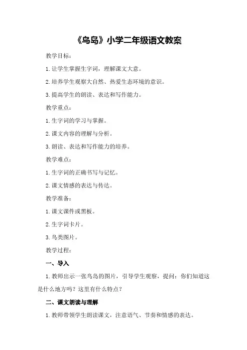 《鸟岛》小学二年级语文教案