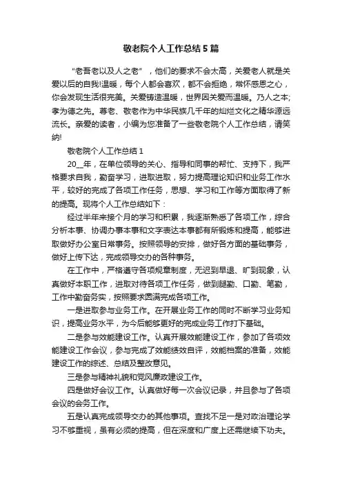 敬老院个人工作总结5篇