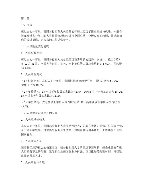 人员数量年度总结报告(3篇)