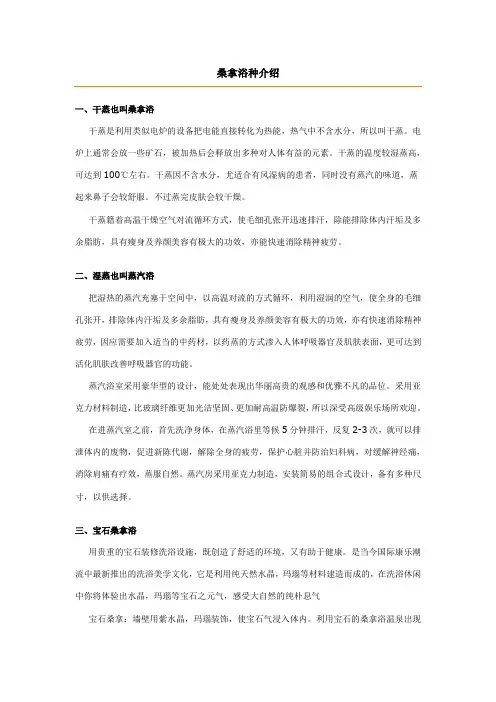 桑拿浴种介绍