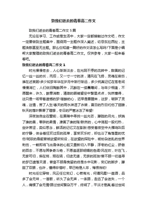致我们逝去的青春高二作文5篇