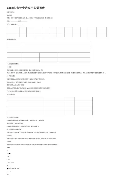 Excel在会计中的应用实训报告