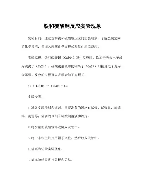 铁和硫酸铜反应实验现象