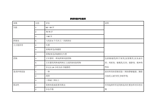 跌倒风险评估量表