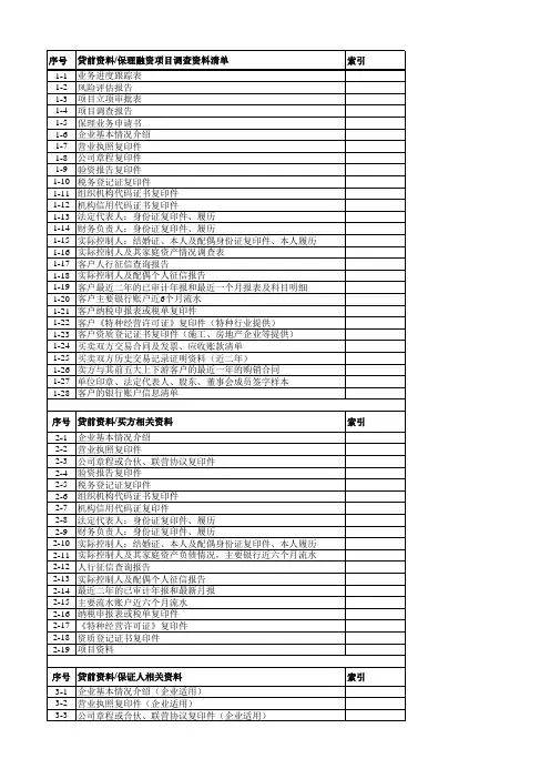 保理公司项目尽调清单模版