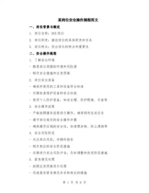 某岗位安全操作规程范文（二篇）