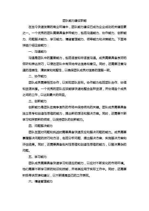 团队能力建设 职能