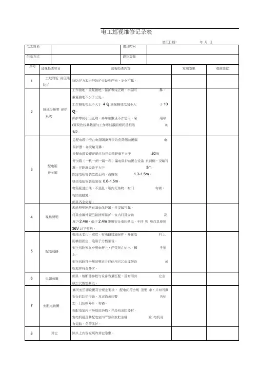 电工巡视维修记录表