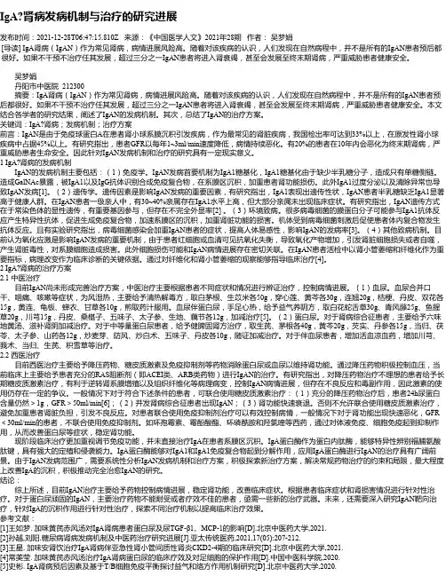 IgA肾病发病机制与治疗的研究进展
