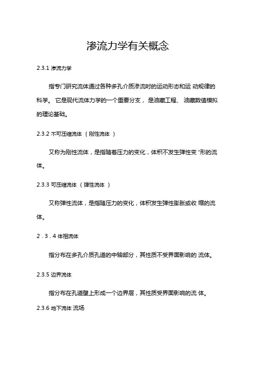渗流力学有关概念要点