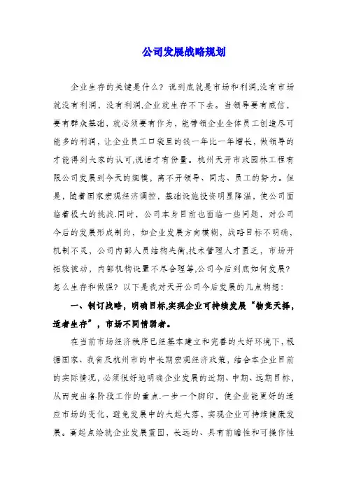 公司发展战略规划【范本模板】